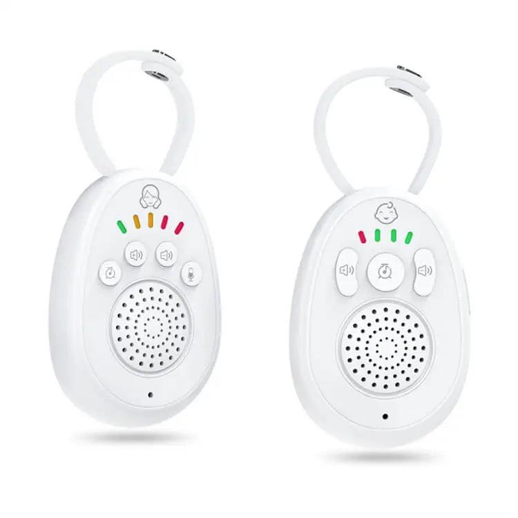 Kompakt audio babyalarm med forældreenhed og babyenhed, begge med indbygget genopladeligt batteri