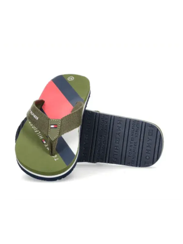 Tommy Hilfiger badesandaler i military green til børn